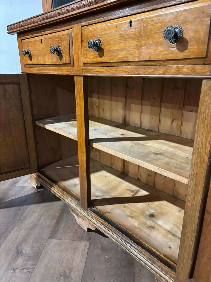 Victorian Golden Oak Library Bookcase