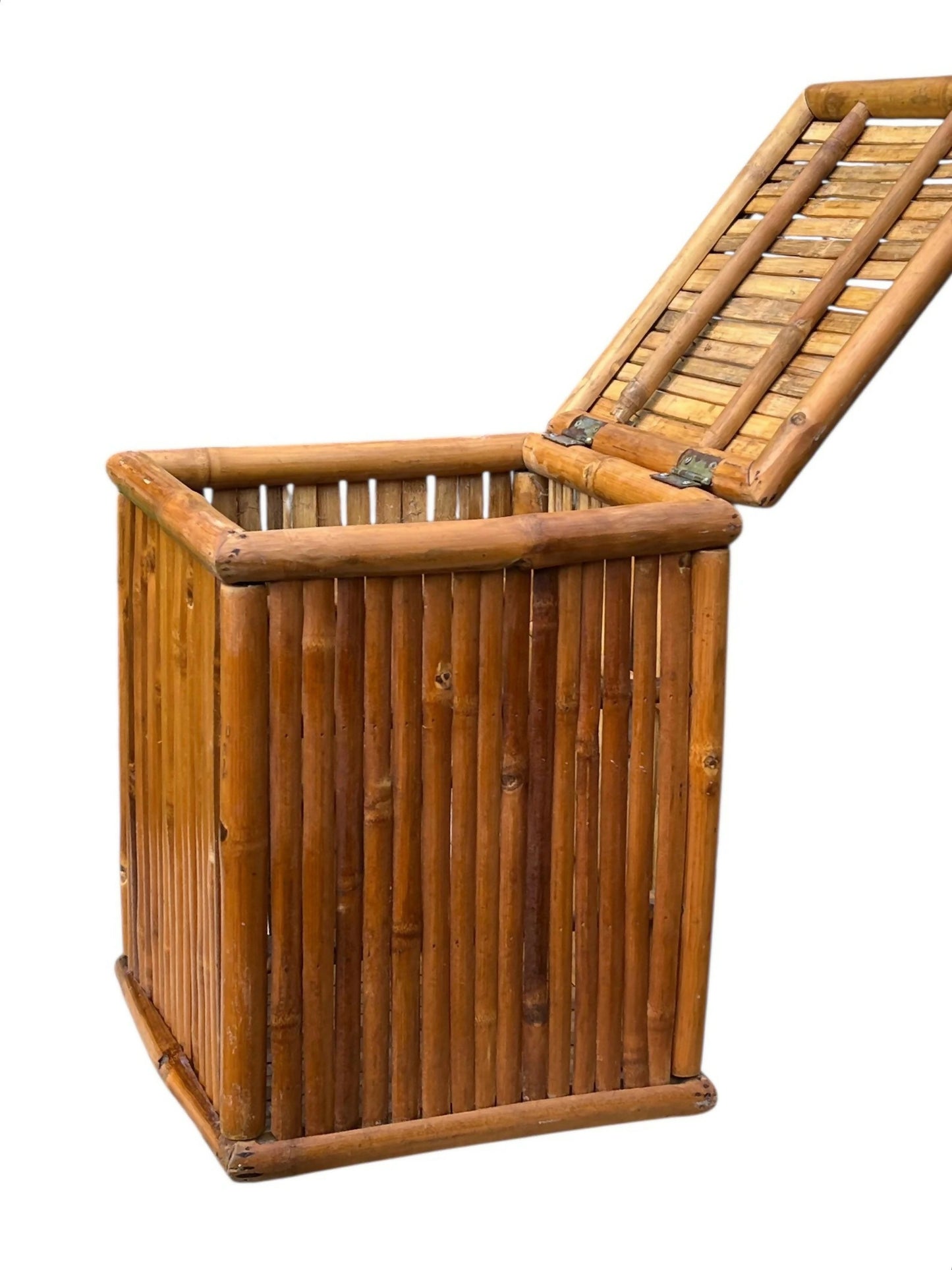 Mid century bamboo and Rattan storage box / side table