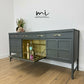 PAINTED TO ORDER Refinished Vintage Large Nathan Sideboard Drinks Cabinet In Deep Dusky Olive Green