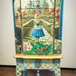 Hand painted and Decoupaged Alice in Wonderland Jewellery Armoire, whimsical vintage jewellery cabinet