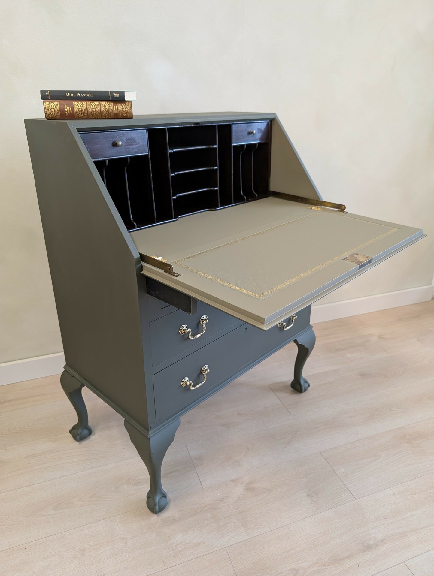 Vintage Writing Bureau in a Deep Earthy Green