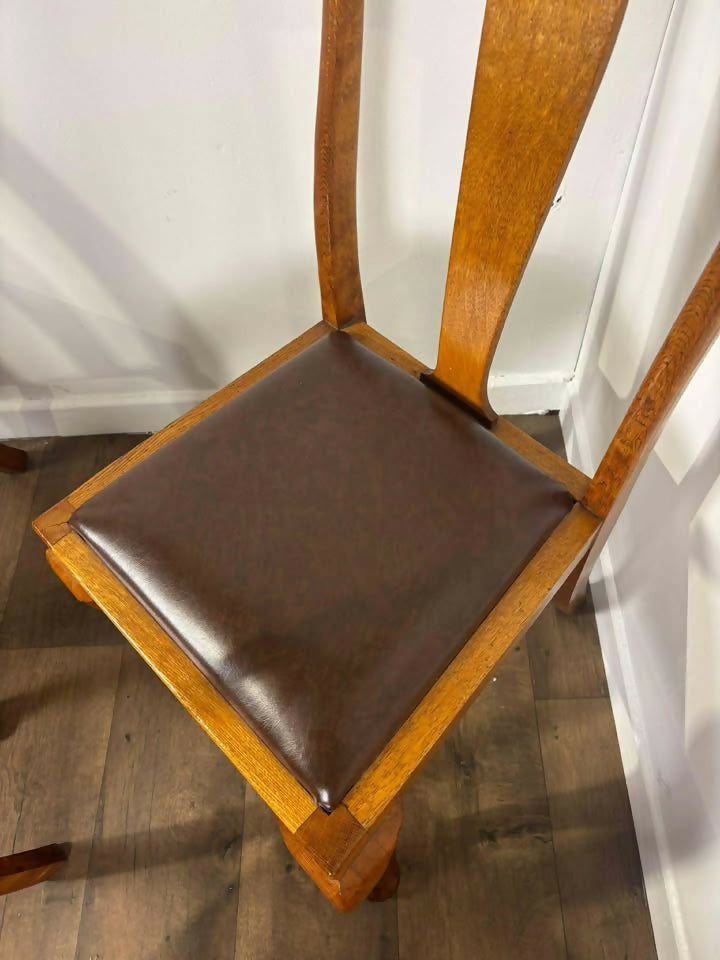 Vintage Set Of Four Honey Oak Dining Chairs