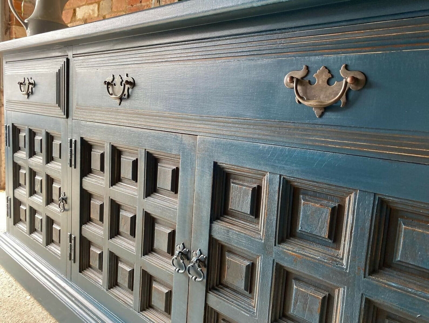 Vintage Blue Sideboard / Indian Sideboard / Long Sideboard / Upcycled Cabinet