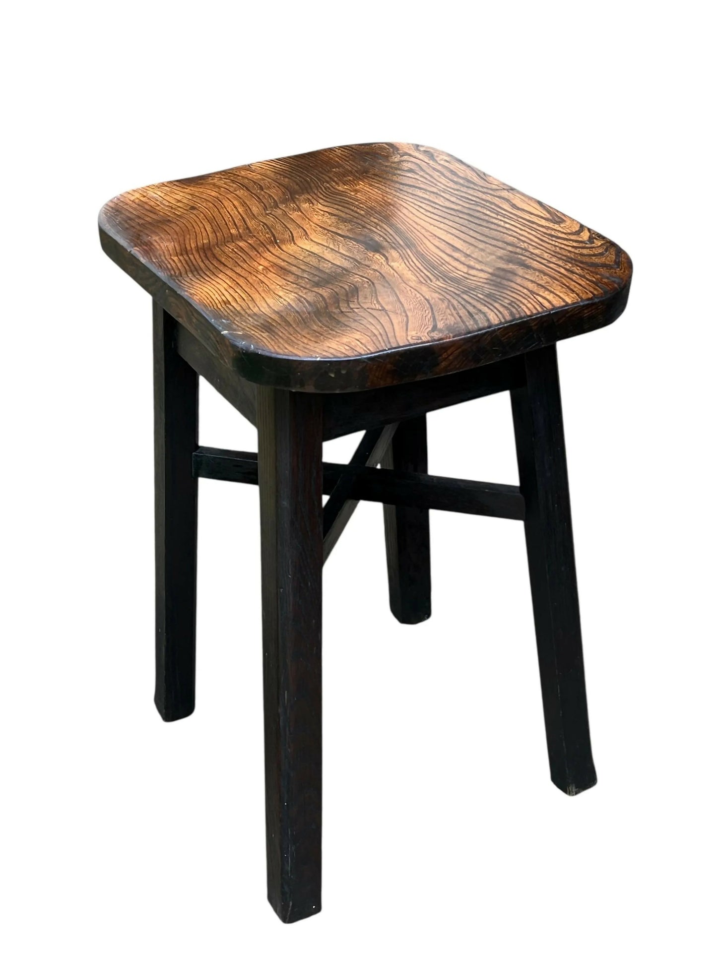 Antique solid Oak rustic stool / side table