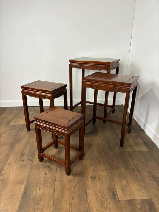Reproduction Oriental Style Hardwood Nest Of Four Tables