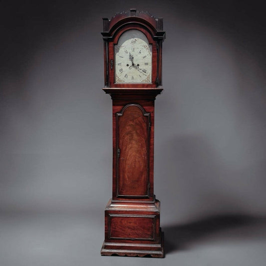 Vintage Georgian Mahogany Canterbury Longcase Clock, Painted Face With Maritime Theme