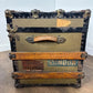 Victorian Oak Bound Travellers Trunk – Steamer Trunk with Original Travel Labels