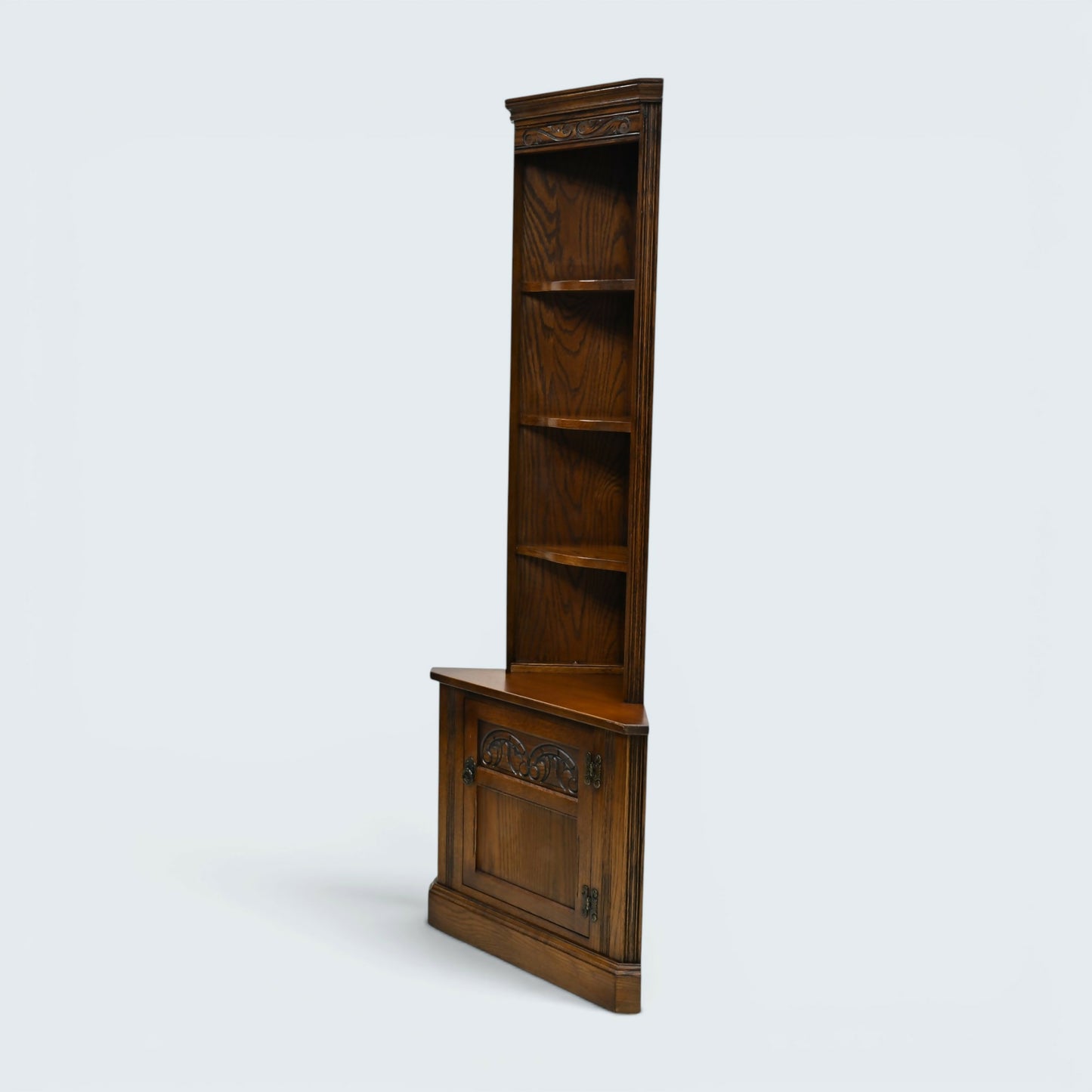 Old Charm Corner End Unit with Cupboard and Shelves Carvings FREE UK Delivery