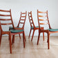 Mid century leather Danish dining chairs by Kai Kristiansen set of 4