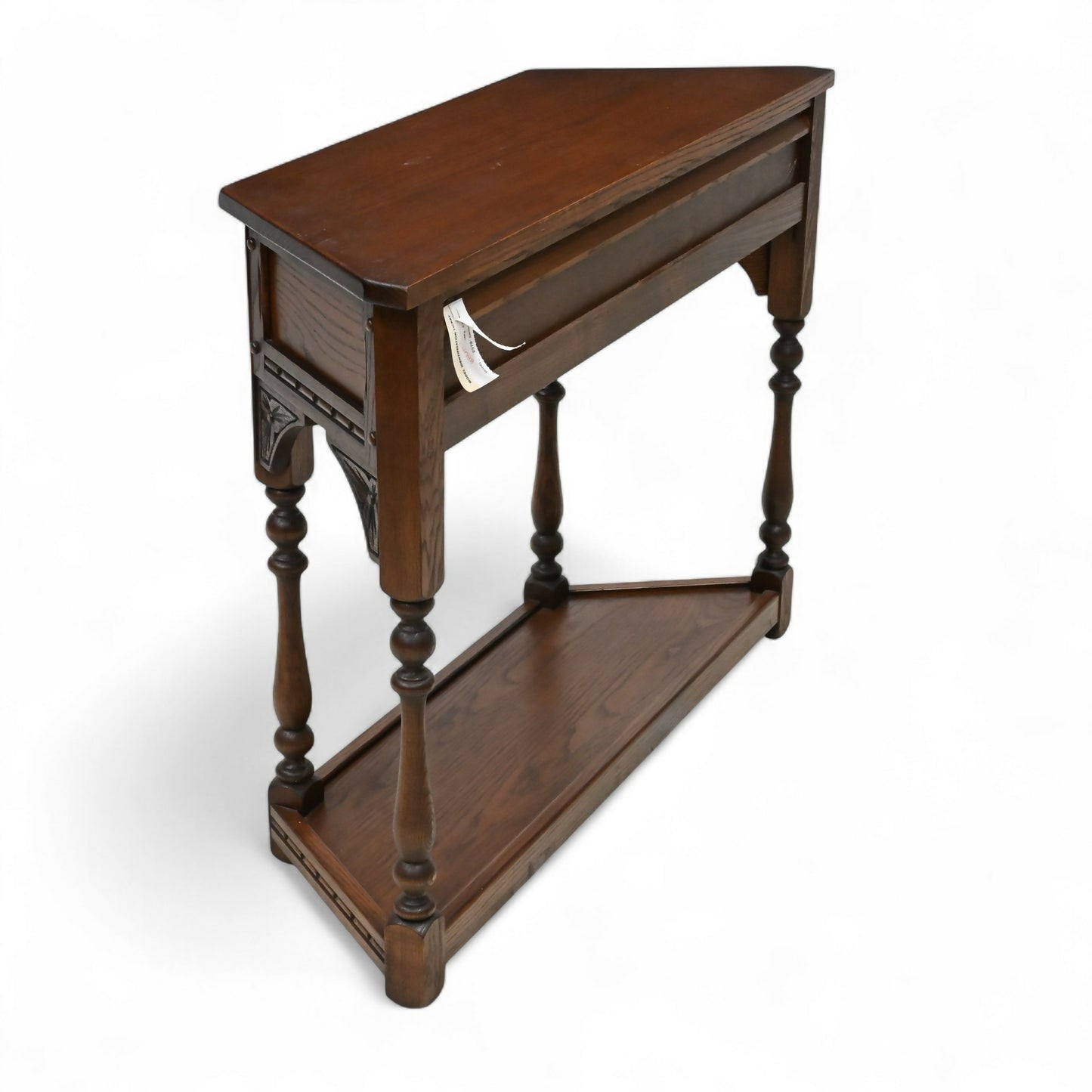 Old Charm Narrow Canted Console Table With Cupboard Tudor Brown FREE UK Delivery. SBR10959/1909E