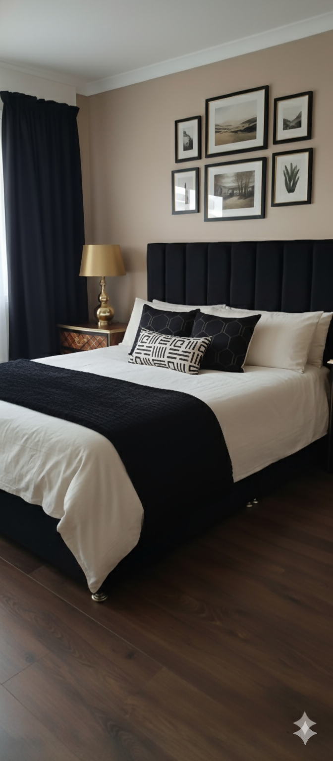 2 Black,Mahogany & Gold Bedside Drawer units