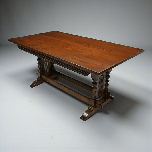 Old Charm Solid Oak Dining Table Gothic Refectory Tudor Brown FREE Delivery. SBR10992/0110E