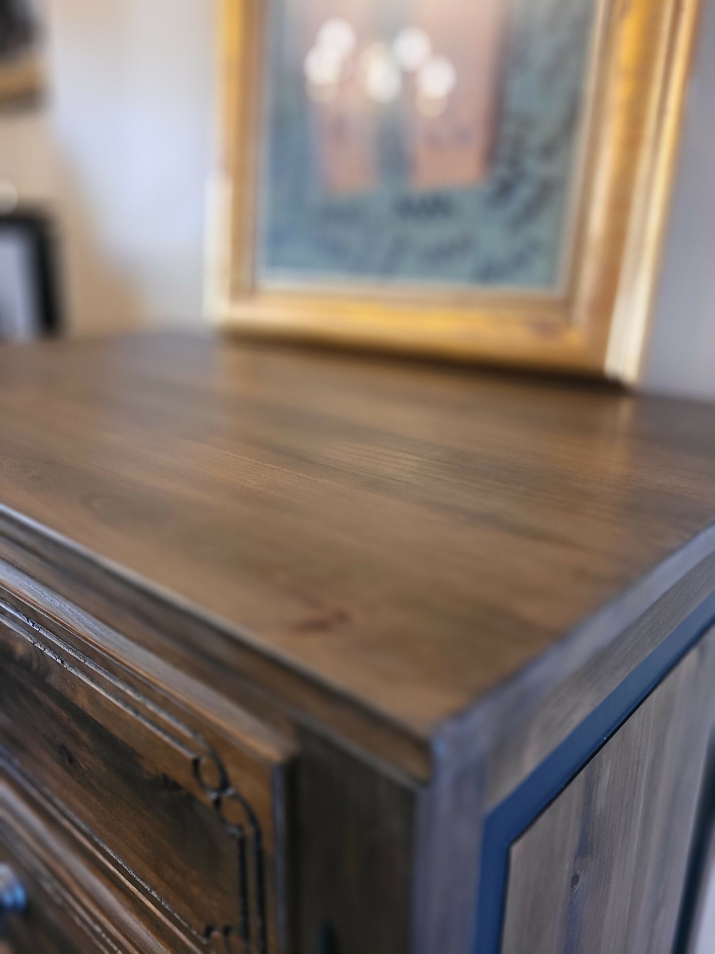 Vintage carved solid wood handmade chest of drawers