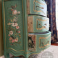 Vintage French Style Green Chest of Drawers | Floral Upcycled Dresser