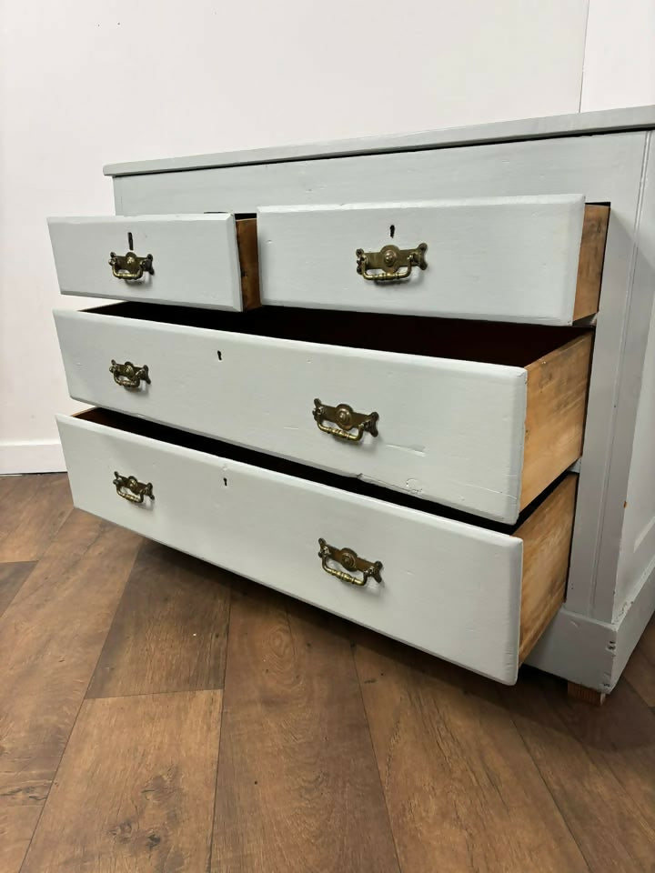 Victorian Blue Painted Pine Chest Of Drawers