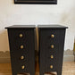 Newly refurbished pair of bedside drawers cabinets tables black nightstands solid wood tall