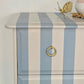 Vintage Hand-painted Stag Minstrel Tallboy, Chest of Drawer Blue & Cream Striped