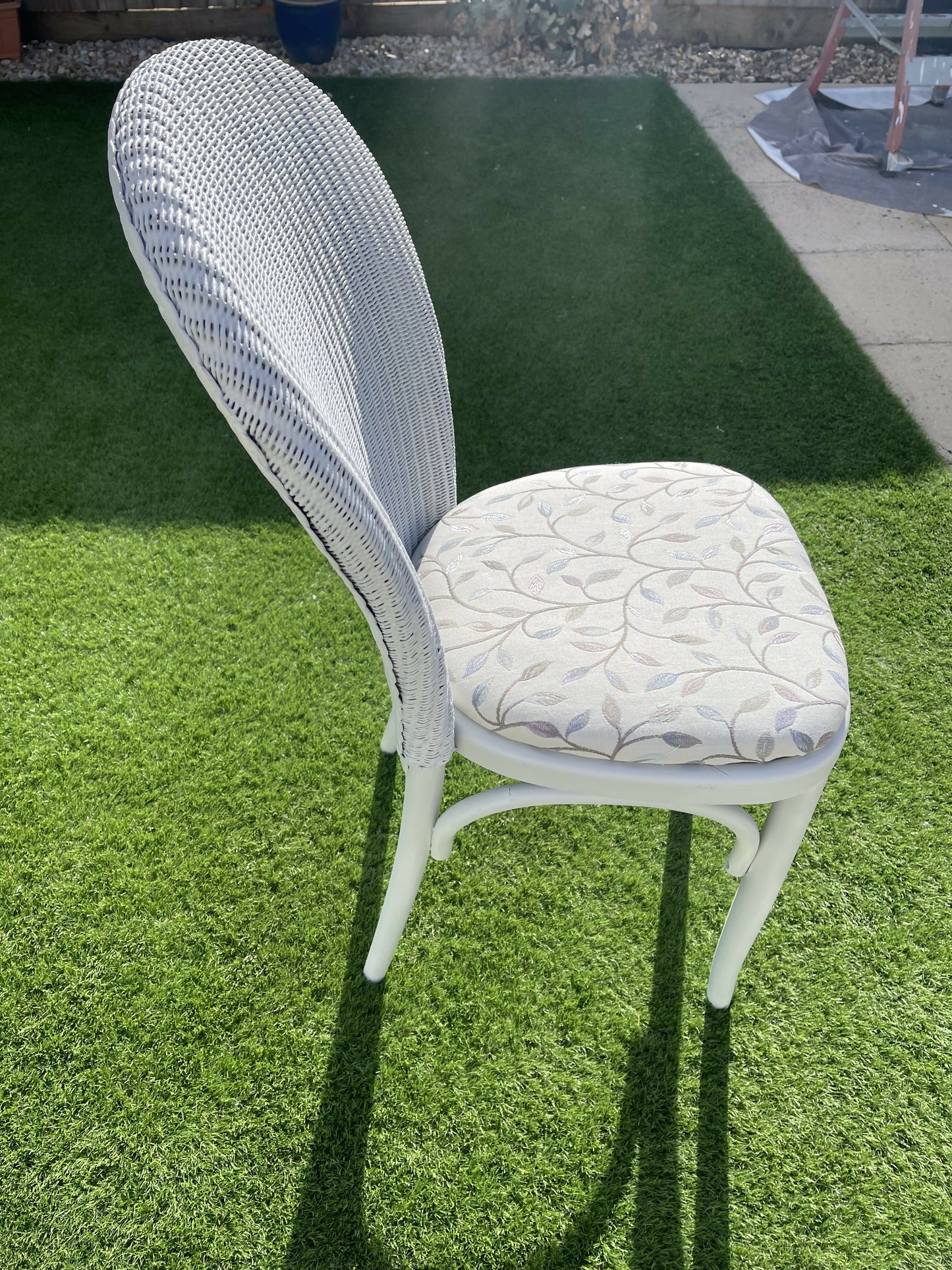 Lloyd loom early 21st century dining or accent chair. Off white with choice of fabric