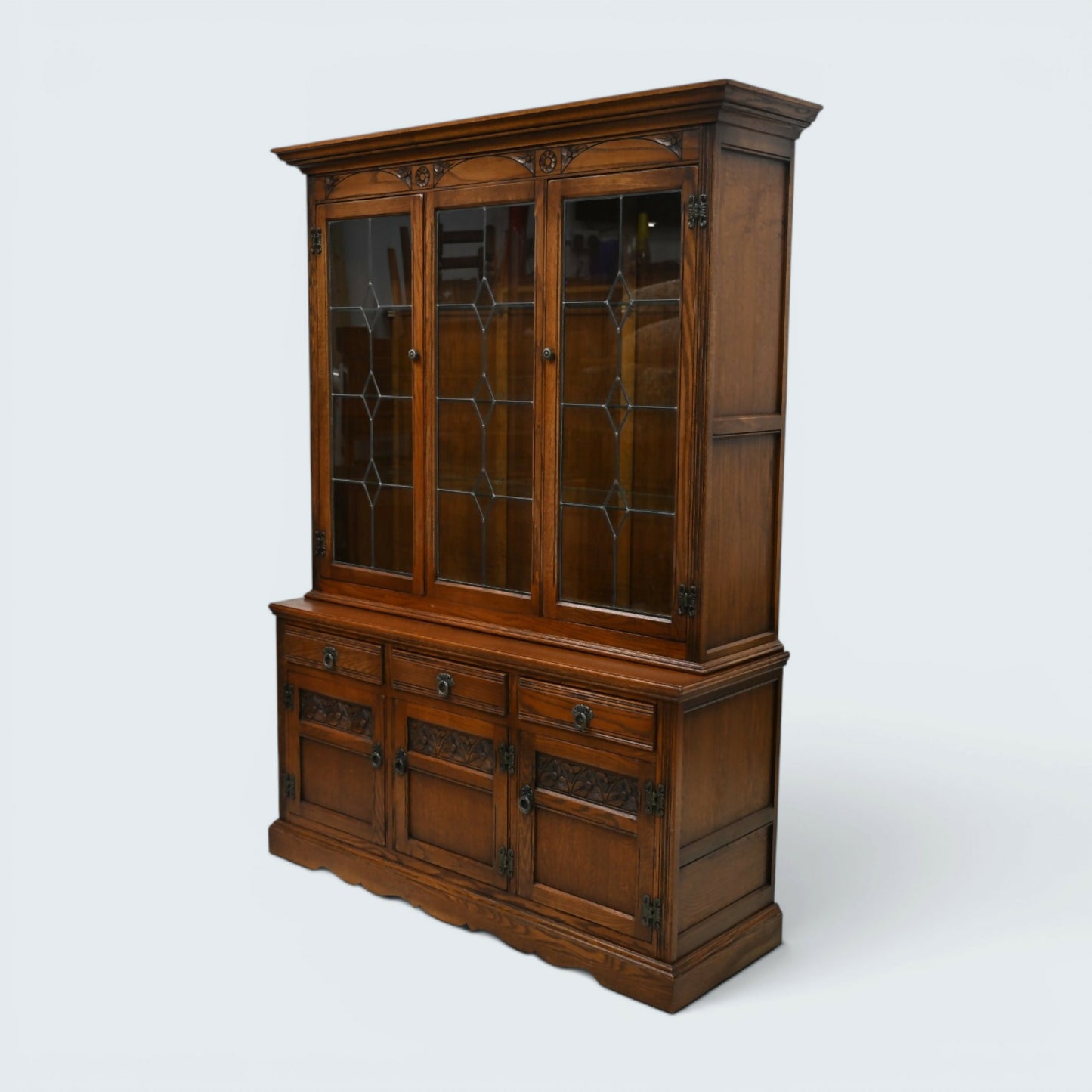 Old Charm Display Cabinet Sideboard Light Oak Finish Cupboard FREE UK Delivery