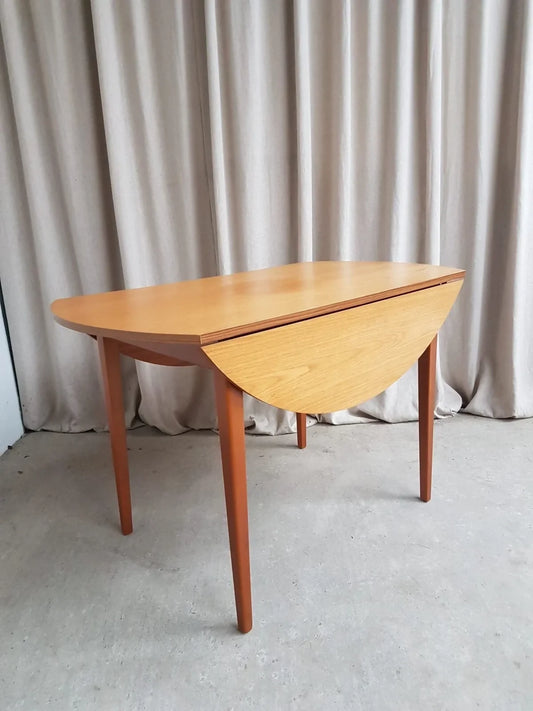 Vintage Mid Century Drop Leaf Oak Effect Extending Dining Table Danish Retro R655
