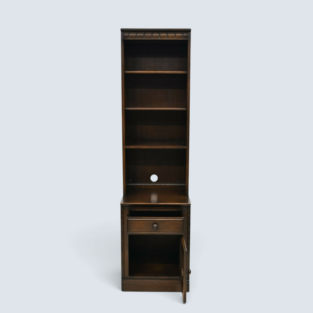 Narrow Ercol Bookcase Wall Unit With Shelves & Cupboard Dark FREE UK Delivery*