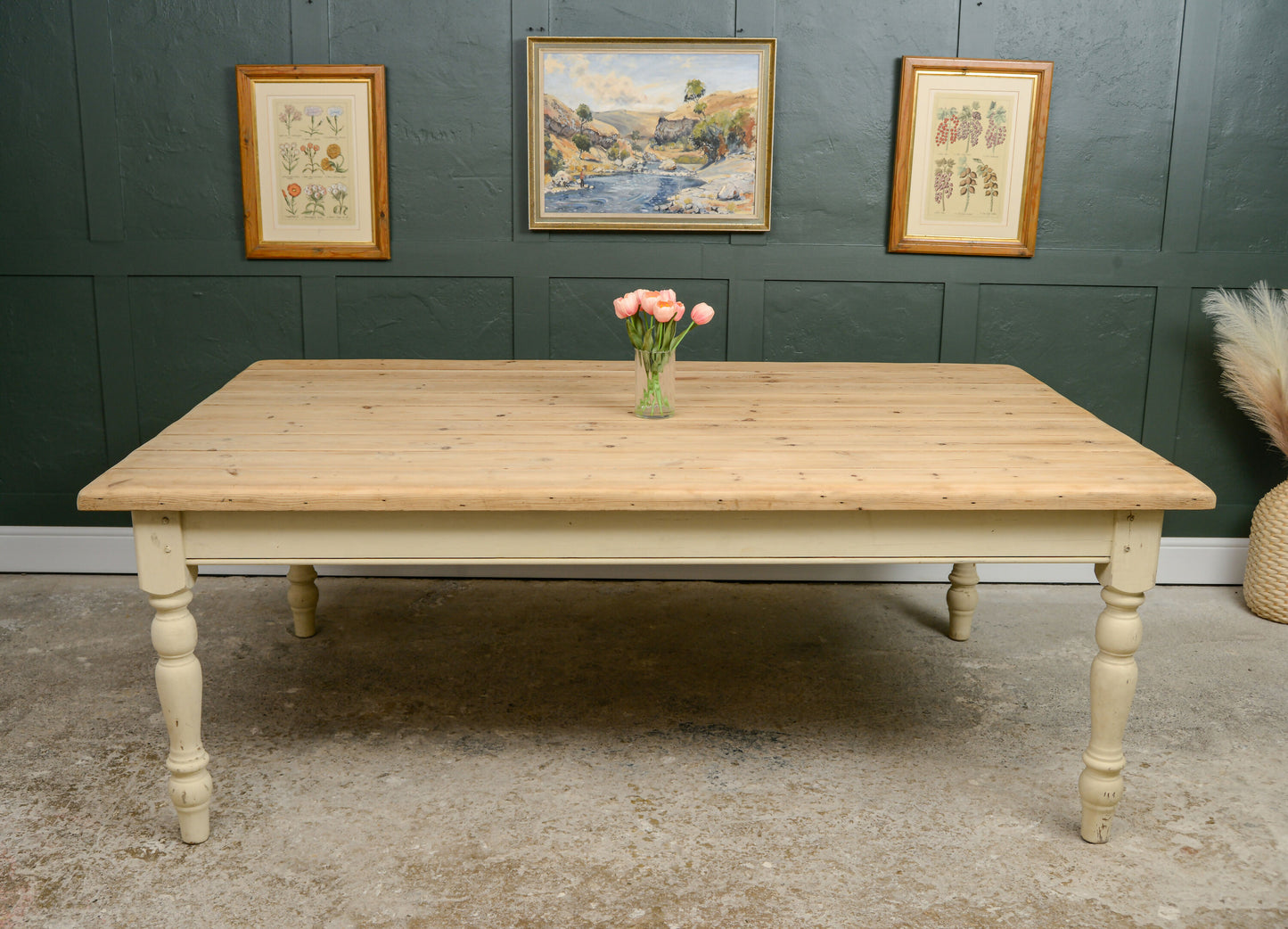 Huge Pine Plank Top Farmhouse Dining Table - 10 seater - Almost 7 FT