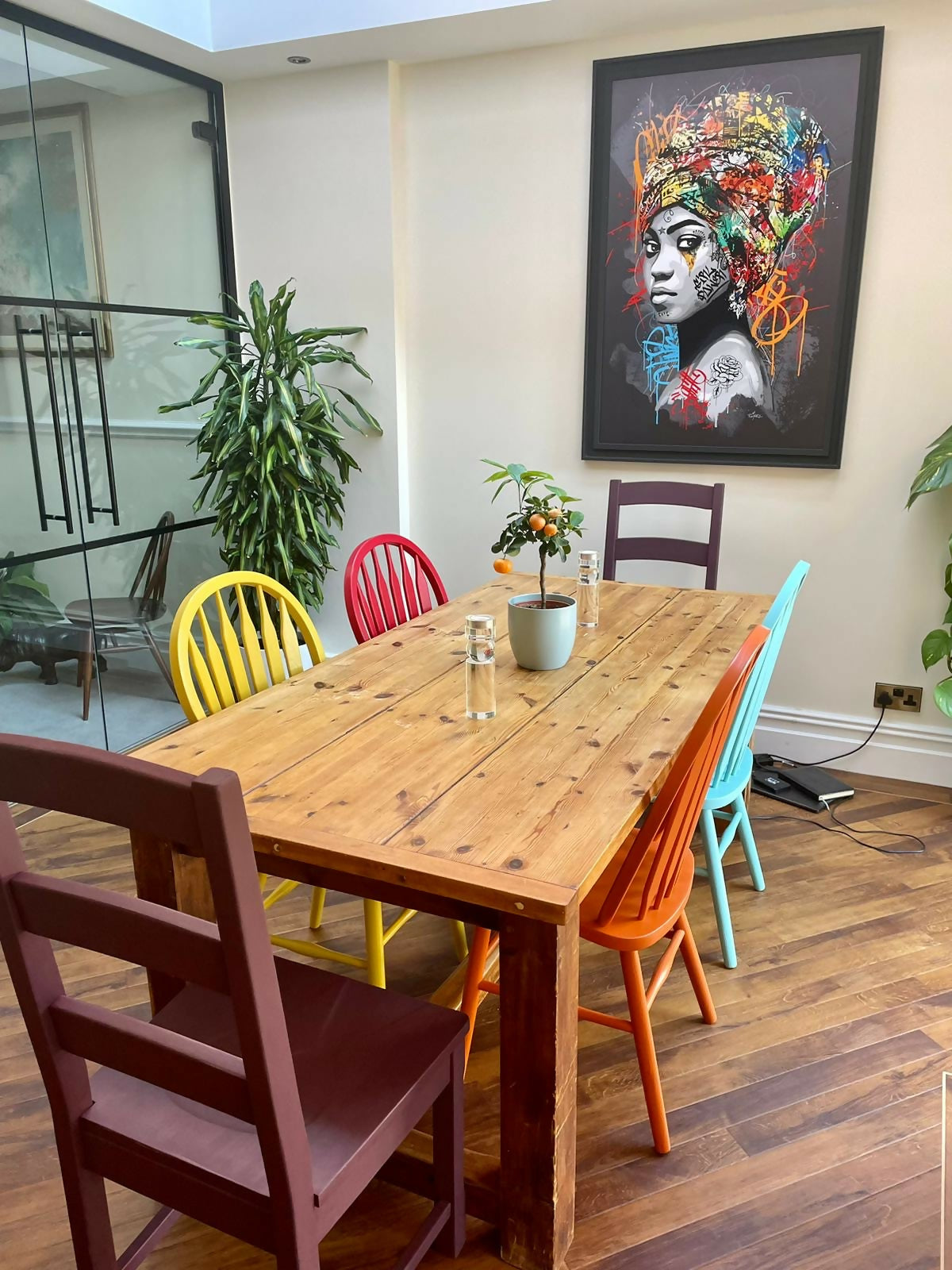 Hand Painted Multi Coloured Dining Chairs