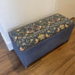 William morris style material topped mid century Ottoman.