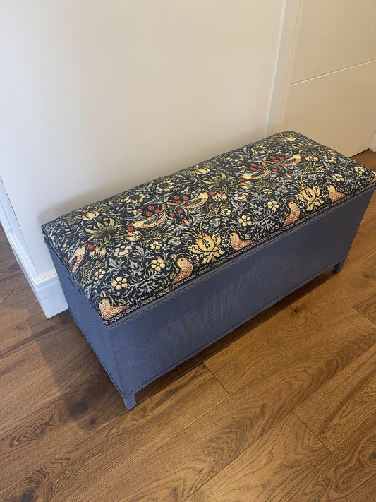 William morris style material topped mid century Ottoman.