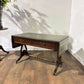 Vintage Mahogany Drop-Leaf Coffee Table with Tooled Leather Top