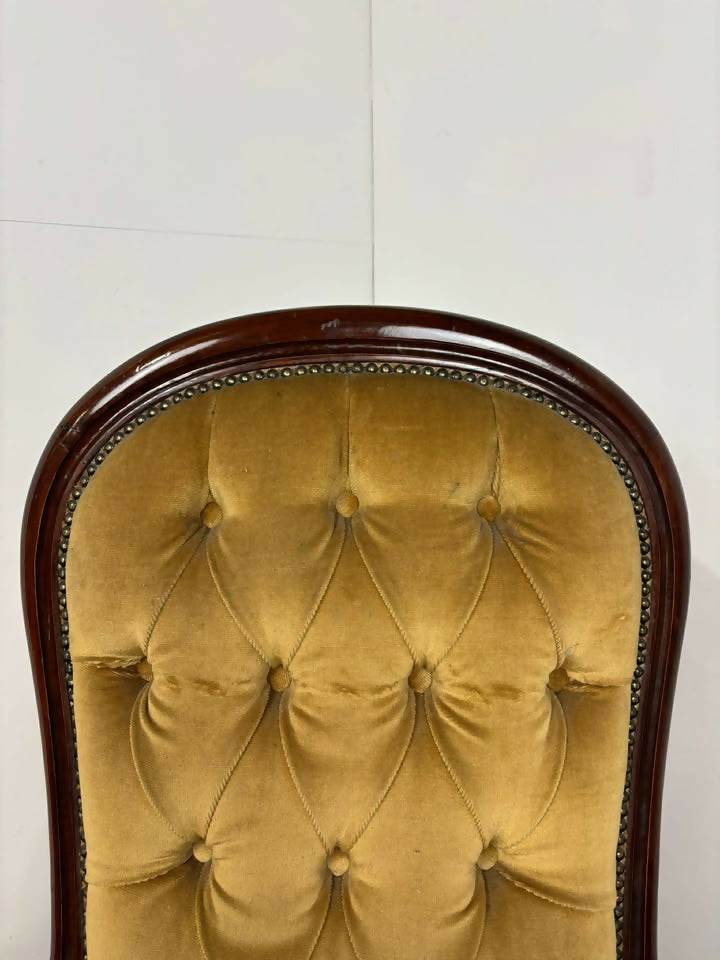 Reproduction Mahogany Button Back Armchair