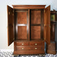 Antique Double Wardrobe Mirrored Doors and Drawers Late Victorian