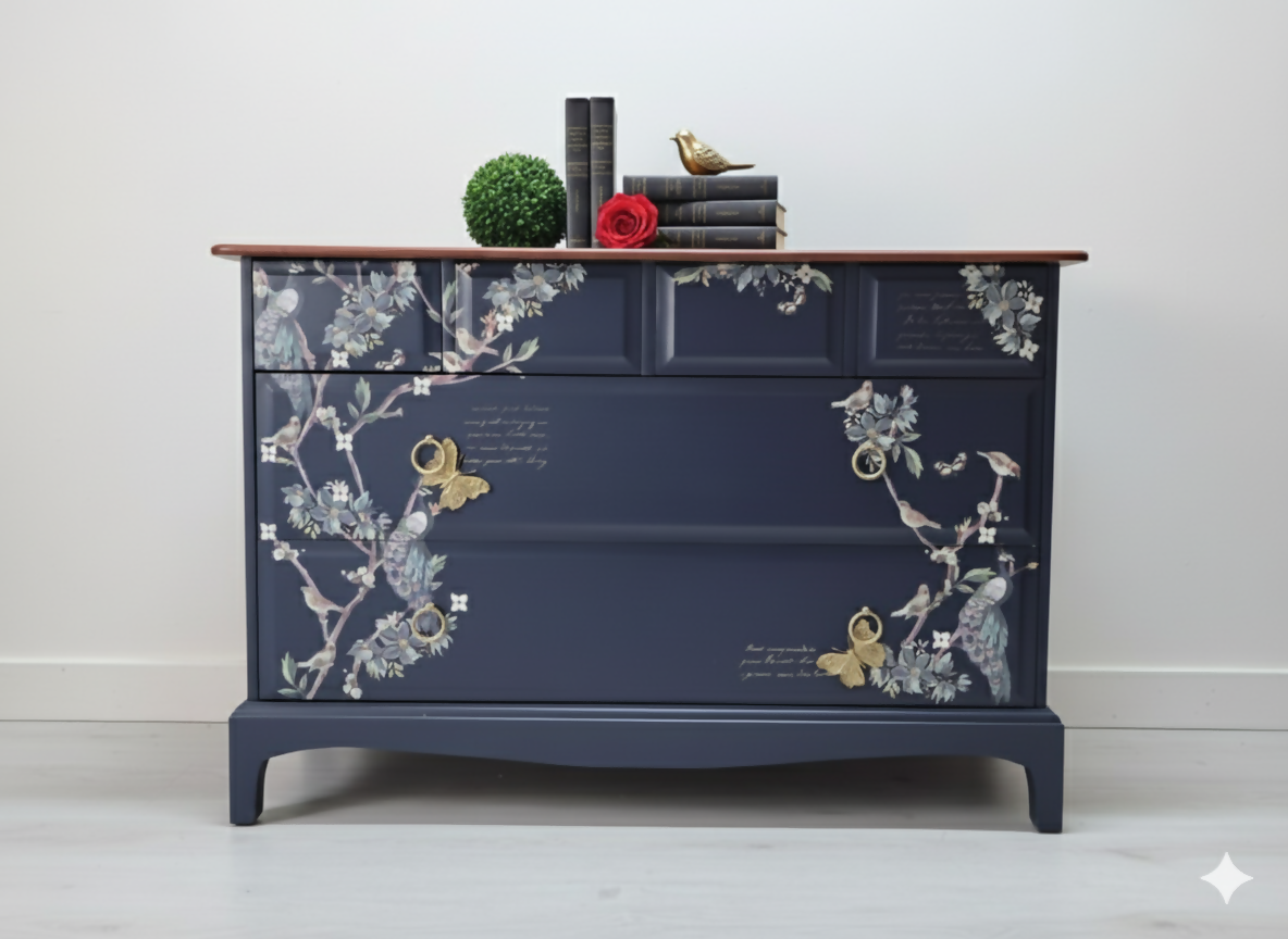 Stag minstrel chest of drawers in navy blue
