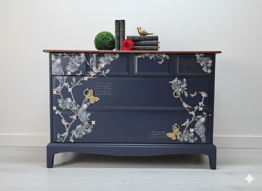 Stag minstrel chest of drawers in navy blue