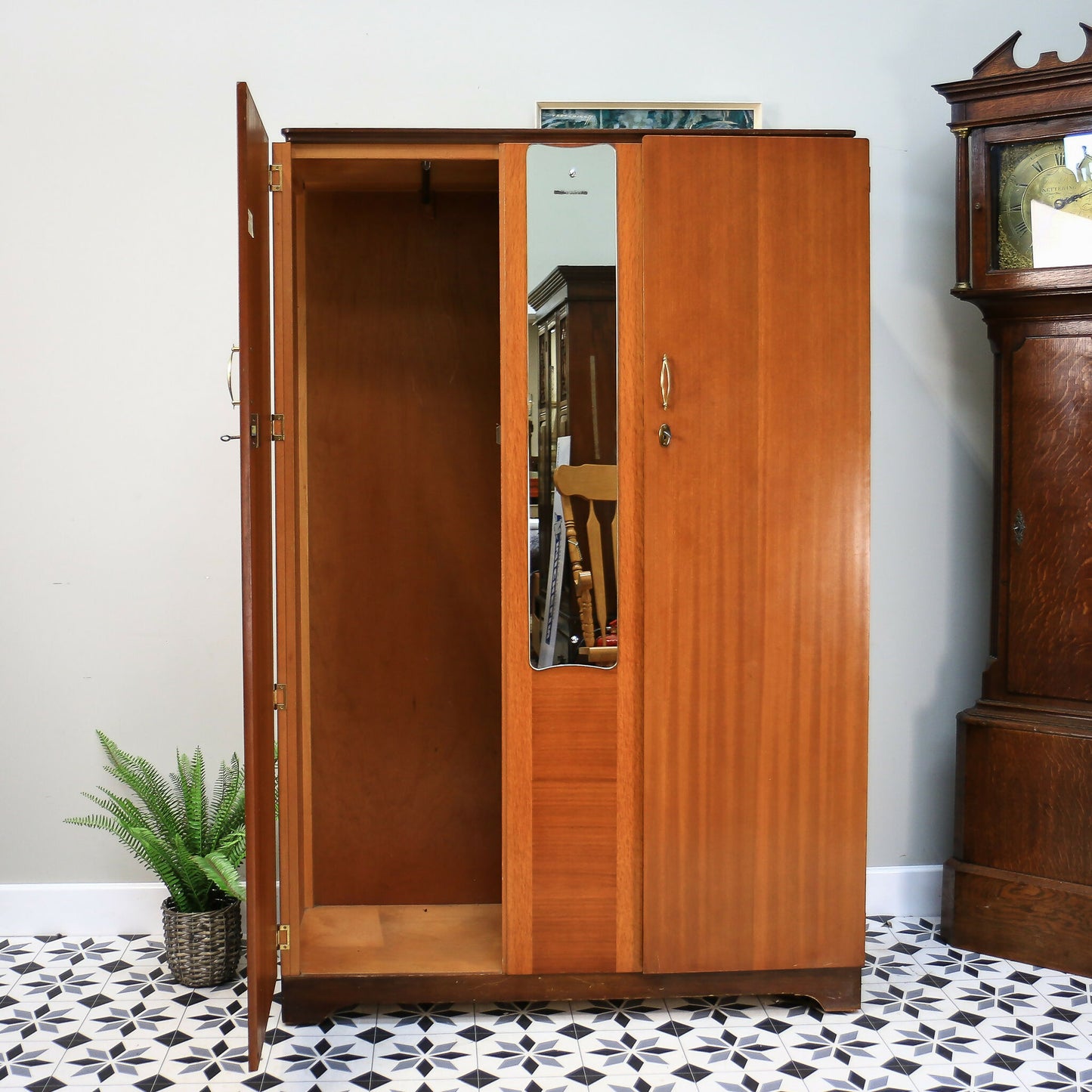 Lebus Double Wardrobe Vintage Retro with Mirror and Two Rails