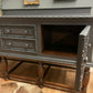Vintage carved large dark grey & oak sideboard
