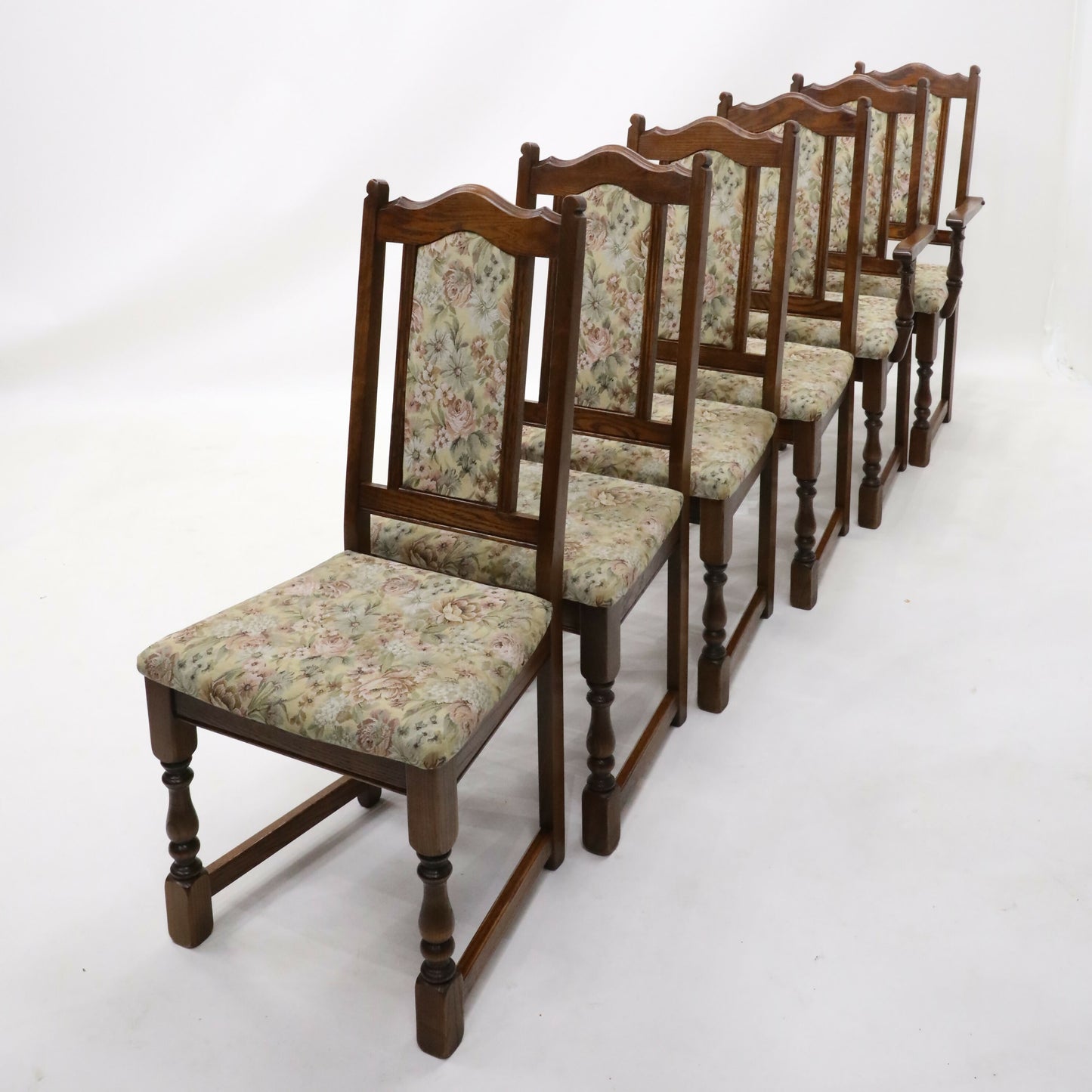 6 Old Charm Dining Chairs Tonwell Rose Upholstery Tudor Brown FREE UK Delivery*. SBR9719/2510D