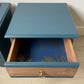 Pair of Navy Blue Vintage Bedside Tables | Mid Century Wooden Nightstands | Professionally Restored Furniture