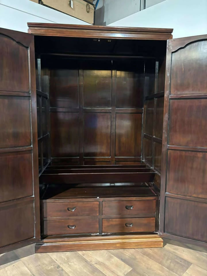 Oriental style Two Door Mahogany Wardrobe