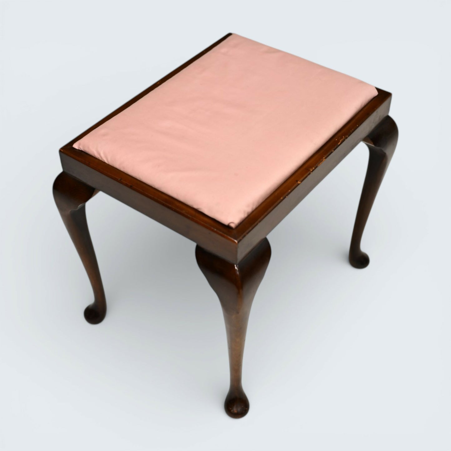 Vintage Dressing Table Stool Queen Anne Style Mahogany Pink FREE UK Delivery