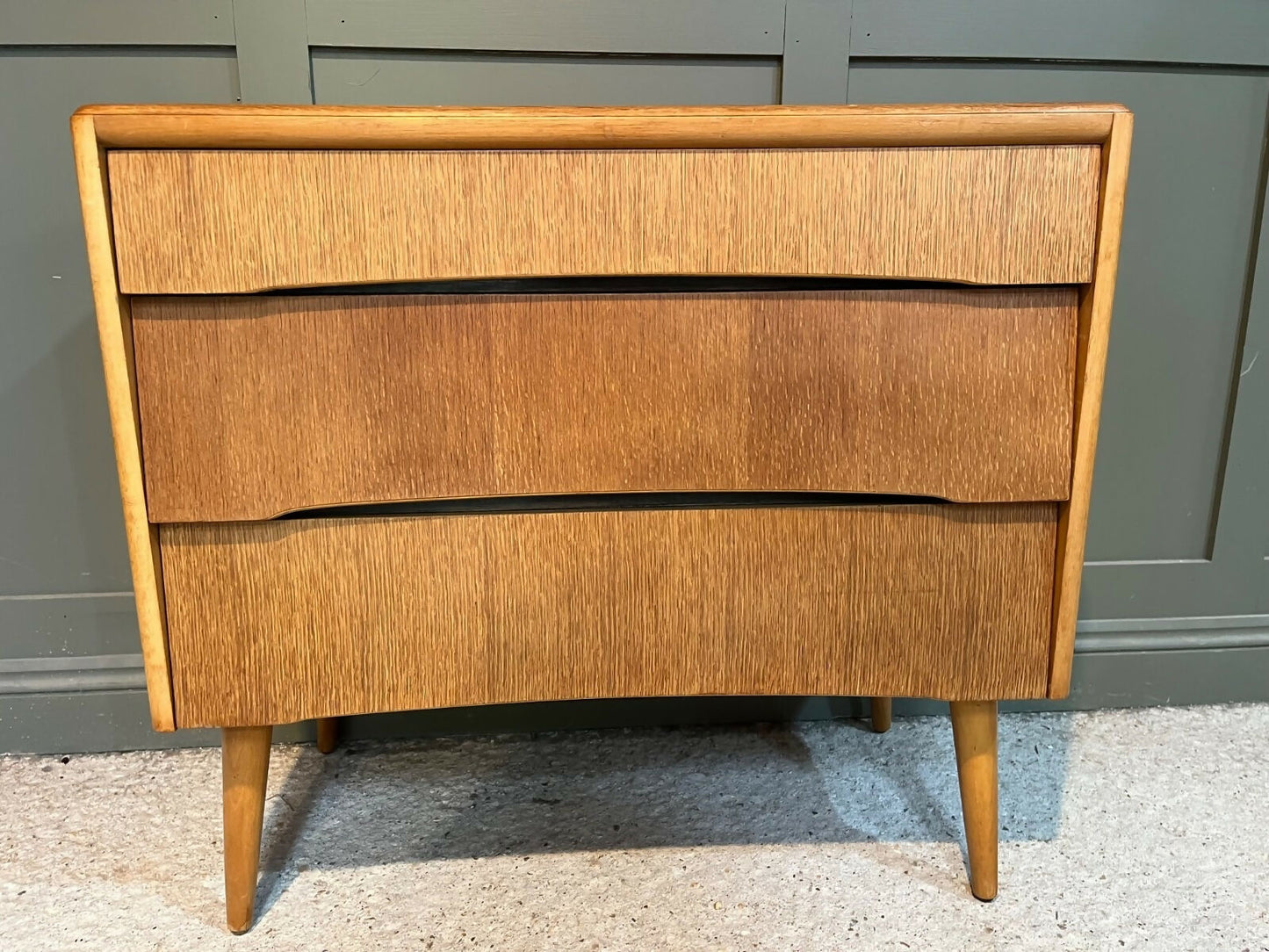 A Vintagen Retro Chest Of Drawers By Avalon 1960’s Waterfall Front Stick Legs (2 Available)