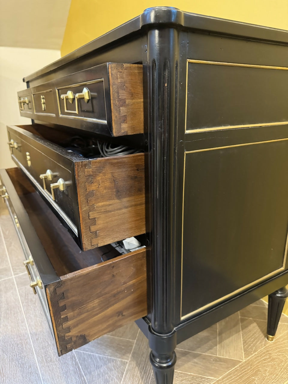 French Louis XVI Ebonised Commode