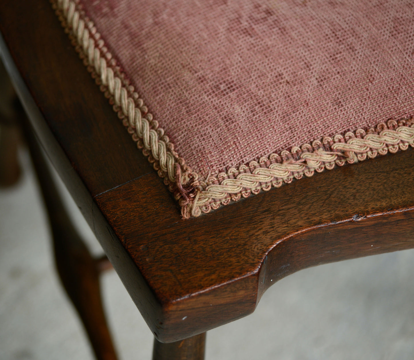 4 Edwardian Stick Splat Back Chairs with Dusky Pink Seats - SKU 208