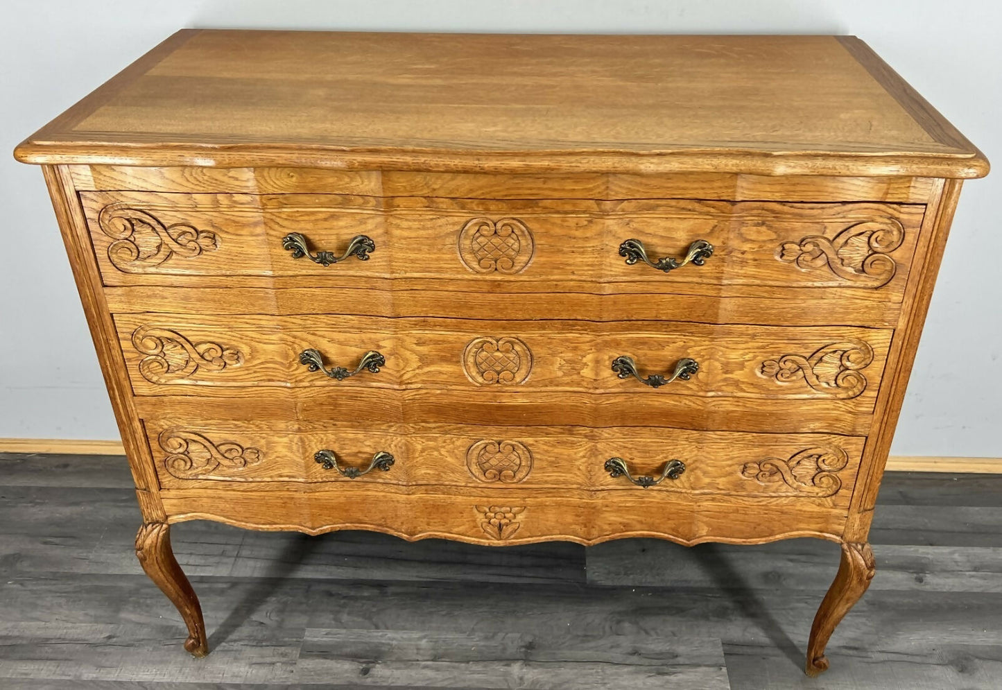 Chest of Drawers Vintage French Oak Louis XVI Style Carved Cabinet LOT 4453