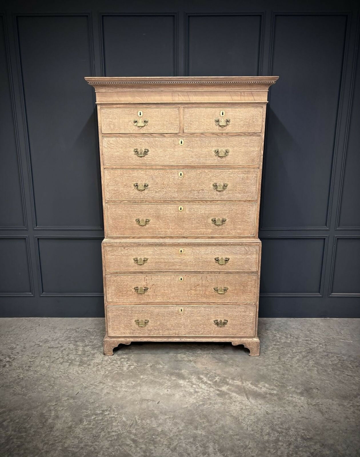 18th Century Bleached Oak Tallboy Chest On Chest