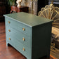 Vintage Heritage Green Chest of Drawers | Gold Bee Lined Drawers & Gold