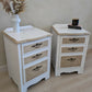Pair of Vintage Bedside Cabinets in White with Metallic Champagne Detailing