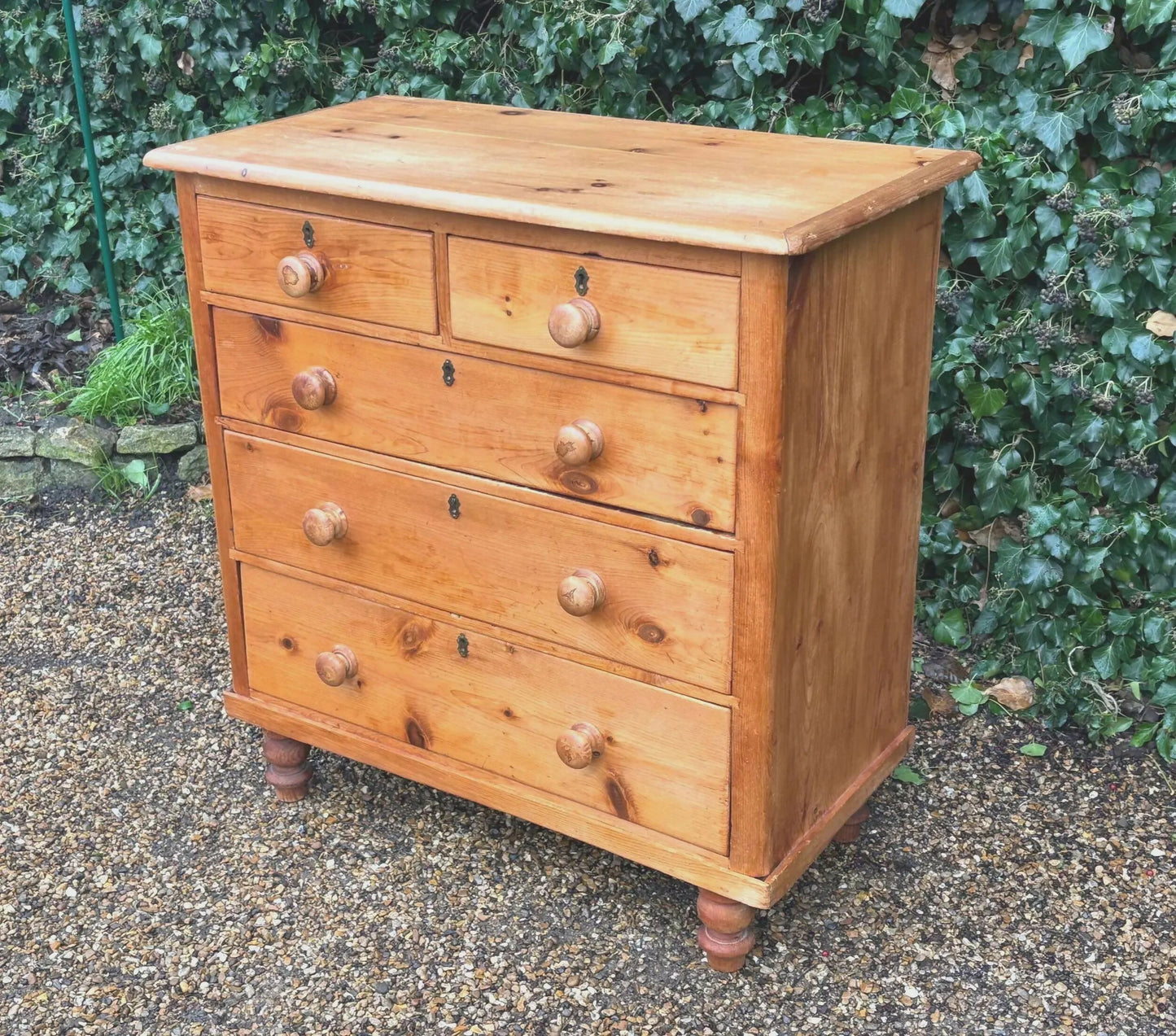 Vintage Victorian Tall Pine Chest Of Drawers