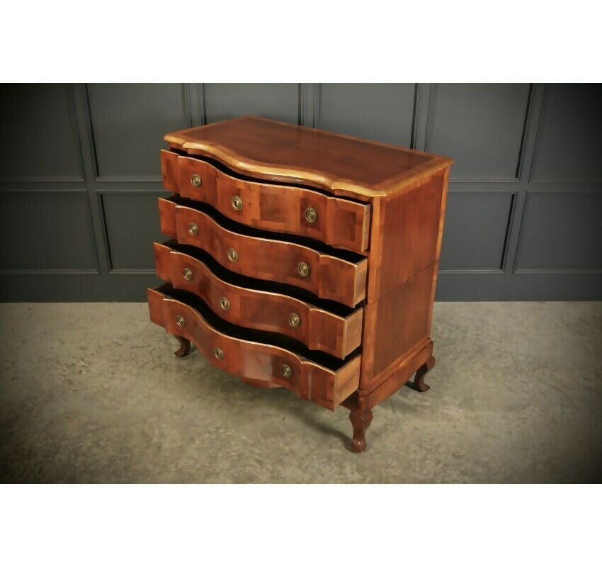 Large Walnut Serpentine Shaped Vintage Chest of Drawers