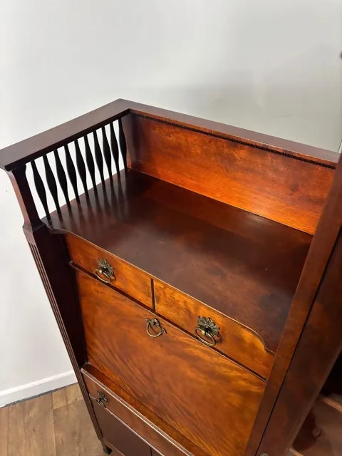Edwardian Mahogany Bureau Bookcase – Waring & Gillow Style